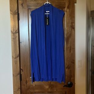 Blue sleeveless cardigan